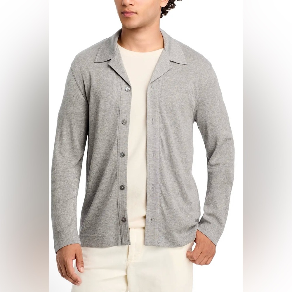 OFFICINE GENERALE Notch Lapel Gray Cardigan Sweater Size XXL NEW $415